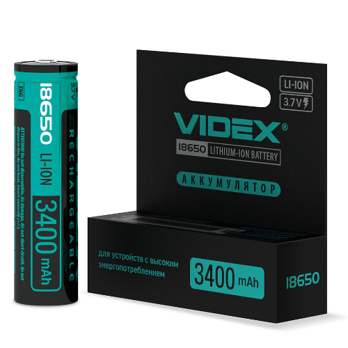 Акумулятор 18650 Li-lon 1,7 В 3400mAh захист (бл-1шт) Videx | Зображення 2