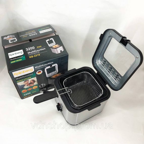 Фритюрниця для дому Rainberg RB-2219 з терморегулятором та знімною чашею електрофритюрниця міні фритюрниця FG-57 | Зображення 8