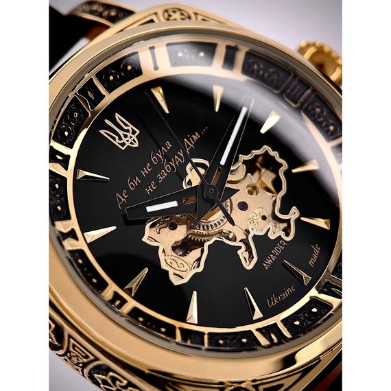 Жіночий годинник Awarder 021-3D Де би не була Gold-Black-Black Leather | Зображення 5