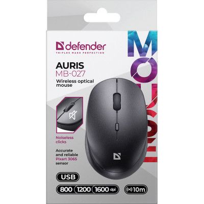 Мышка Defender Auris MB-027 Silent Wireless Black (52027) | Зображення 5