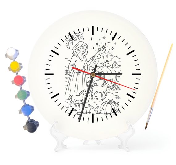 Детский набор для творчества часы-раскраска Золушка (по мотивам сказки Шарля Перро) 30 см (Г0013)