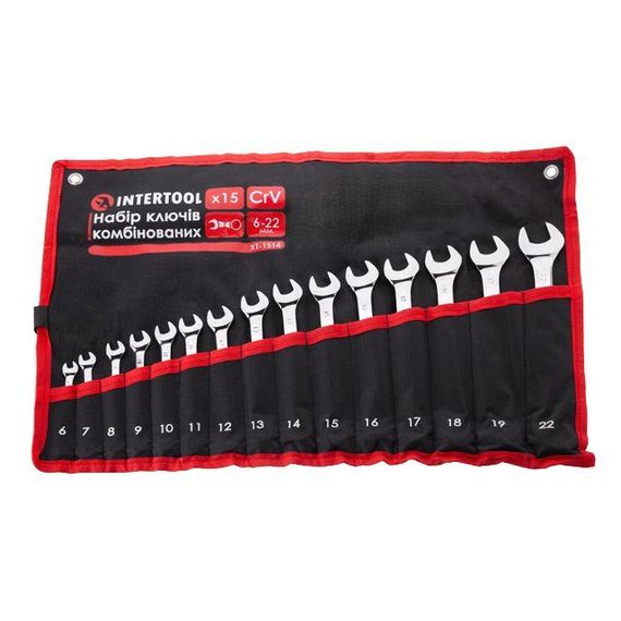 Набір ключів комбінованих 15 од., 6-22 мм, PROF, чохол INTERTOOL XT-1514