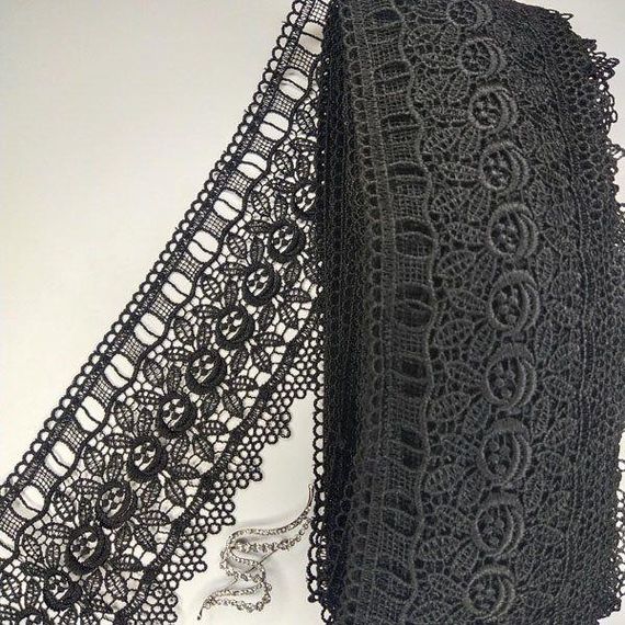 Кружево макраме  10см (20м) Цвет - Черный (09-Y10093-4)