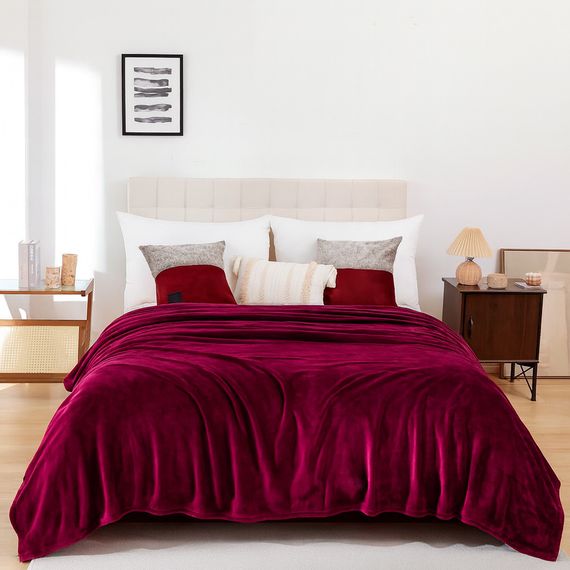 Плед флісовий бордо Love You 200 x 220 см | Зображення 1