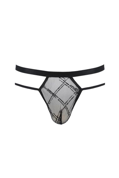 Мужские прозрачные стринги Passion 029 THONG COLLIN S/M Black, сетка Sex Aura | Зображення 2