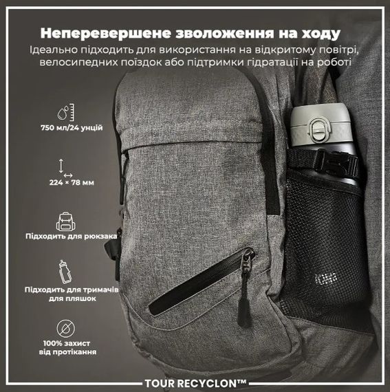 Пляшка для води ION8 750 мл (ЕКО пляшка) BPA Free Grey (I8RF750GRY) | Зображення 2