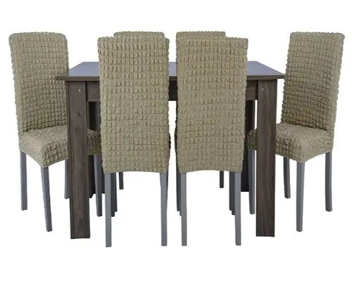 Комплект чохлів на стільці без оборки 6 штук (бежевий) | Зображення 2