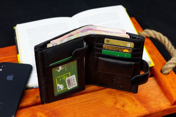 Черный мужской кошелек вертикального типа из натуральной кожи под документы Marco Coverna MC-5176-1 | Зображення 7