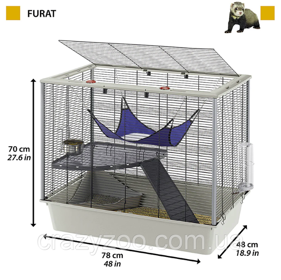 Клітка для тхорів, шиншил та щурів Ferplast Furat 78x48x70 см 57059814 | Зображення 1