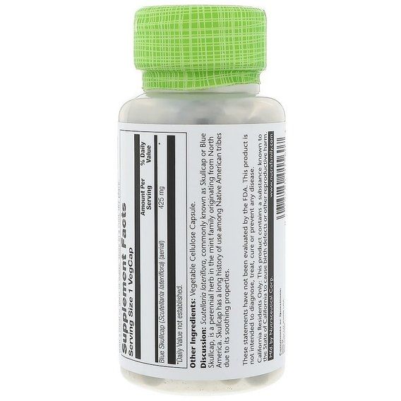 Комплекс для профілактики дихальної системи Solaray Blue Skullcap 425 mg 100 Veg Caps SOR-01560 | Зображення 2