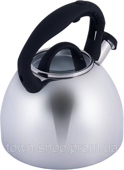 Чайник Kamille Whistling Kettle 2.7л из нержавеющей стали со свистком и стеклянной крышкой (черная ручка) | Зображення 2