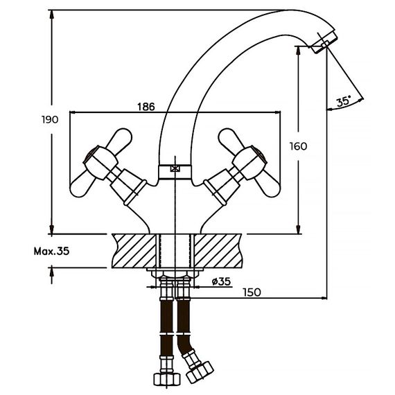 Смеситель для умывальника Haiba Dominox 272 (HB0080) | Зображення 1