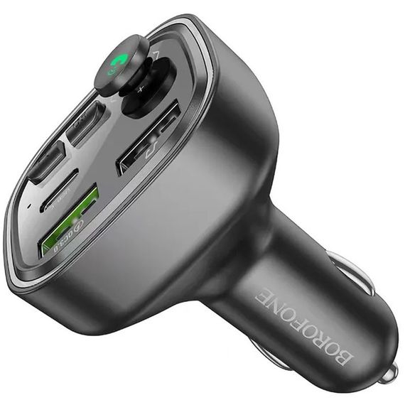 АЗУ FM модулятор Borofone BC48 Broad 18W+QC3.0 (2USB-A/1C) Black | Зображення 2