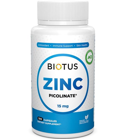 Микроэлемент Цинк Biotus Zinc Picolinate 15 mg 100 Caps BIO-530470