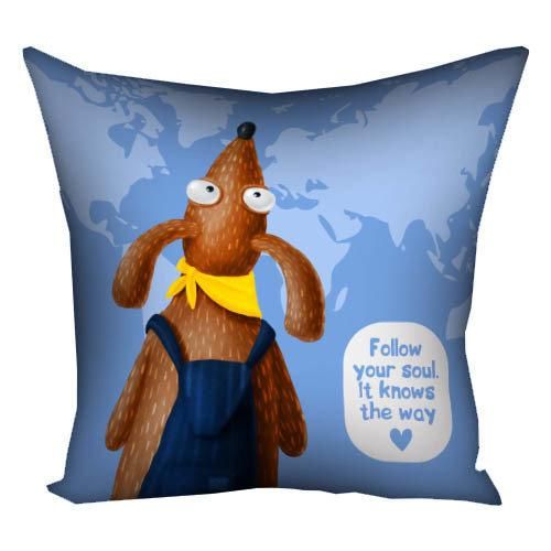 Подушка габардинова з принтом Follow your soul. It knows the way 50x50 (5P_DOG107)