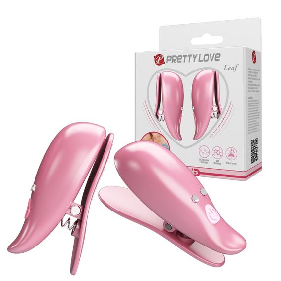 Вібростимулятори-затискачі для сосків Pretty Love Leaf, рожеві, 5.1 х 1.9 см sexstyle