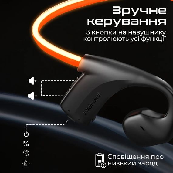 Навушники Promate RippleGlow Black (rippleglow.black) | Зображення 9