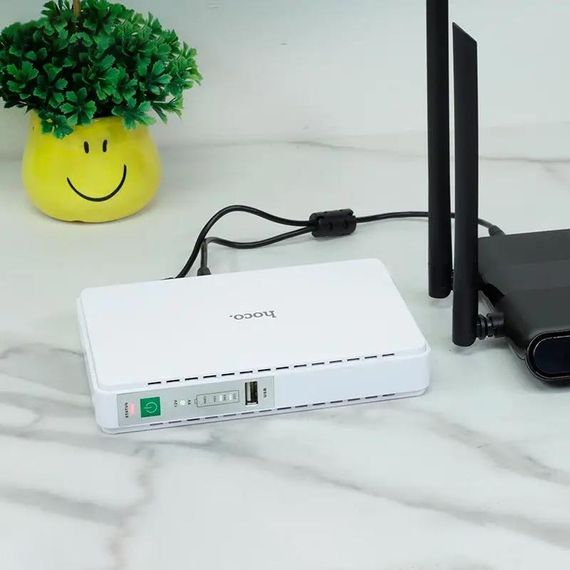 Джерело безперебійного живлення Hoco DB25 Plus Smart Mini UPS для роутерів 5V/9V/12V 10000 mAh White | Зображення 3