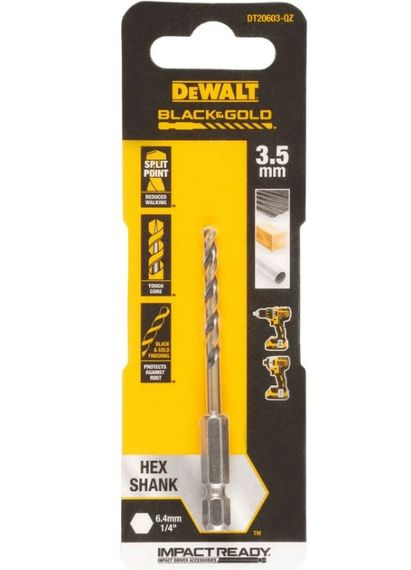 Свердло по металу DeWalt IMPACT Black & Gold 3.5 мм (DT20603) | Зображення 1