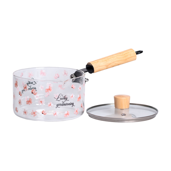 Скляний ківш із кришкою для кухні 1.8 л ручкою і носиком HP-34-19 | Зображення 1