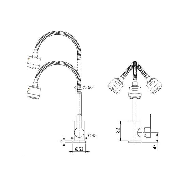 Смеситель для кухни Brinex Pure 015F41 с гибким изливом   Nickel BRIPUR015F41NKL | Зображення 1
