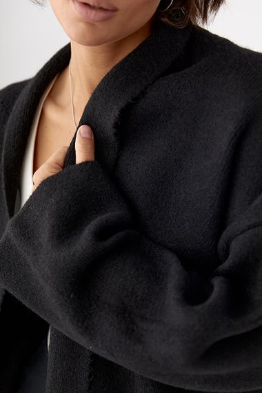 Довгий в'язаний кардиган - чорний цвет, ONE SIZE (є розміри) | Зображення 3