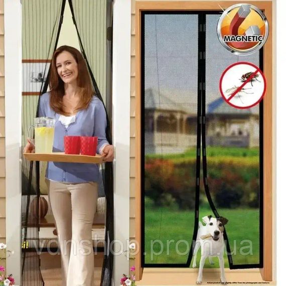 Москітна сітка на магнітах Magic Mesh, Антимоскітна штора на двері, Сітка проти москітів 210х100 см | Зображення 3
