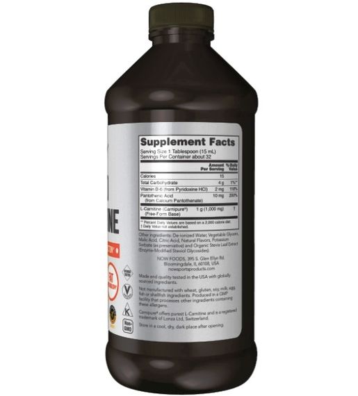 Карнитин NOW Foods L-Carnitine Liquid 1000 mg 473 ml /31 servings/ Tropical Punch | Зображення 1