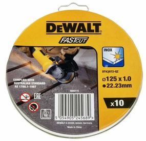 Набір кругів відрізних DeWALT HIGH PERFORMANCE 125x1.0x22,23 мм 10 шт (DT43972)