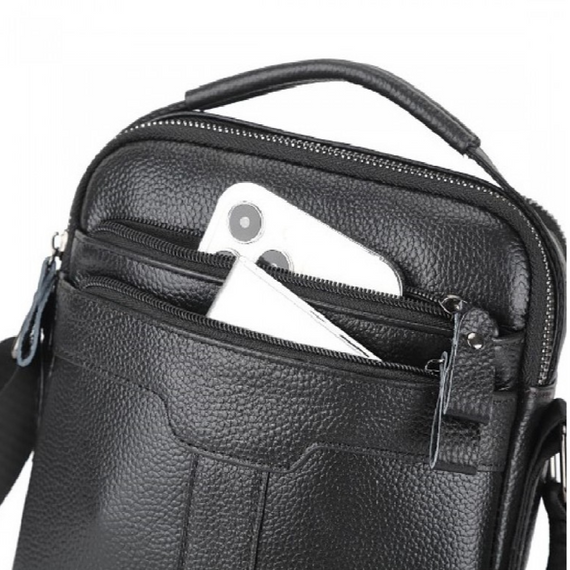 Шкіряна чоловіча чорна сумка-барсетка з ручкою Tiding Bag 73957 | Зображення 4