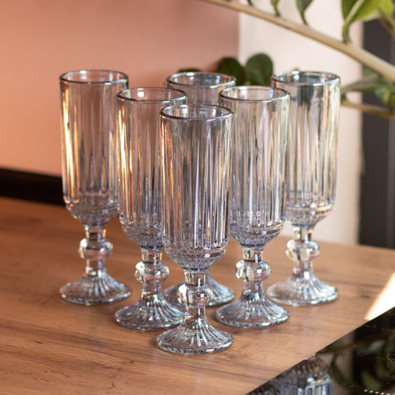 Набор бокалов для шампанского 6 штук 160 (мл) Голубой HP-19-67 | Зображення 3