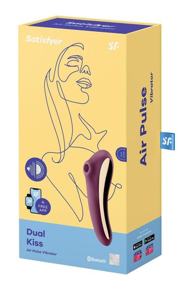 Вакуумний кліторальний стимулятор із вібрацією Satisfyer Dual Kiss, марсаловий Sex Aura | Зображення 1