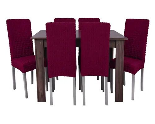 Комплект чехлов на стулья без оборки 6 штук (бордовый) | Зображення 2