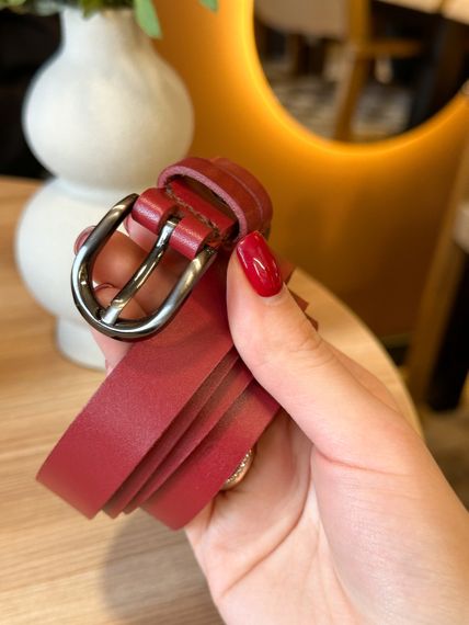 Кожаный женский ремень красного цвета 4711 | Зображення 4