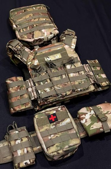 Комплект плитоноска швидкого скидання з боковими карманами + РПС та 6 підсумків мультикам | Зображення 5
