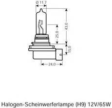 Лампа фарна H9 65w 12v Pgj19-5 (вир-во OSRAM) OSRAM 64213 на PORSCHE BOXSTER (987)