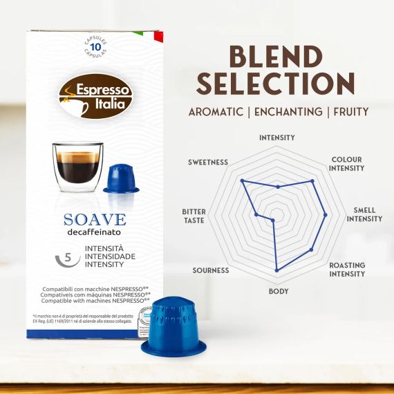 Поштучно кава в капсулах без кофеїну Espresso Italia Nespresso Decaffeinato 10 шт Без кофеїну неспресо | Зображення 2