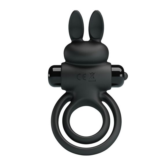 Ерекційне віброкільце з кроликом Pretty Love Bunny III подвійне, чорне, 9.7 х 4 см Sex Aura | Зображення 2