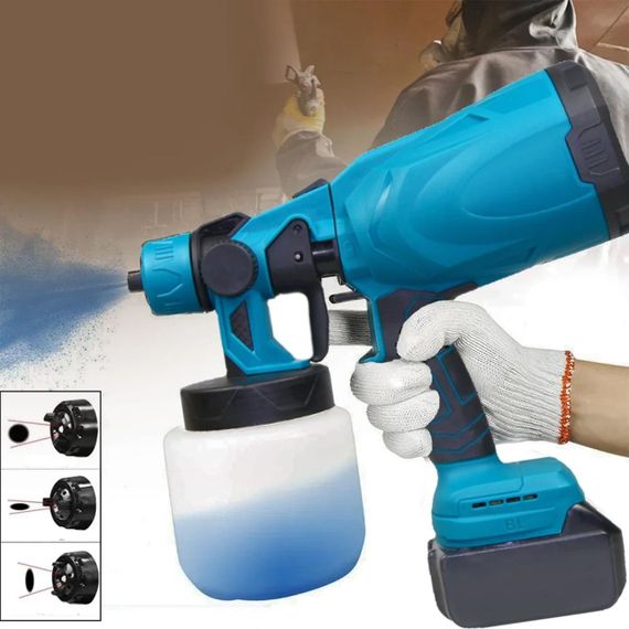Краскопульт электрический на 800мл, с регулировкой ширины + аккумулятор 24V / Аккумуляторный краскораспылитель | Зображення 6