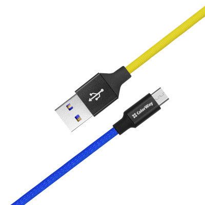 Дата кабель USB 2.0 AM to Micro 5P 1.0m National ColorWay (CW-CBUM052-BLY) | Зображення 2