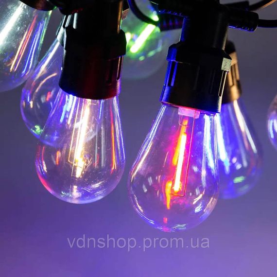 Гірлянда вулична у стилі ретро світлодіодна мультиколор S14 на 10 LED ламп завдовжки 5 метрів S14ML | Зображення 6