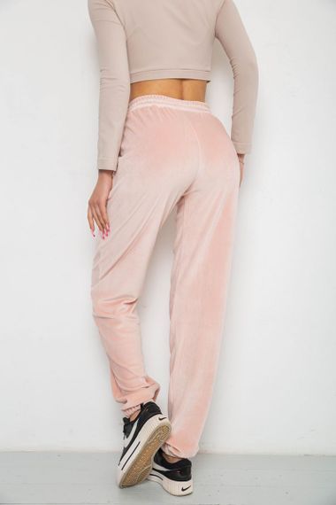 Штани жіночі велюрові, колір пудровий, 238R58168 | Зображення 3