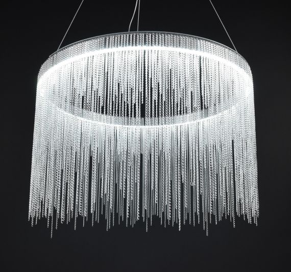 Люстра світлодіодна підвісна LED світильник для квартири на стелю лед 27525 Хром 50-120х40х40 см. | Зображення 9