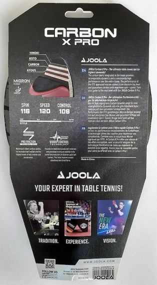 Ракетка для настільного тенісу професійний рівень JOOLA тенісна ракетка 220 г модель Carbon X Pro | Зображення 1