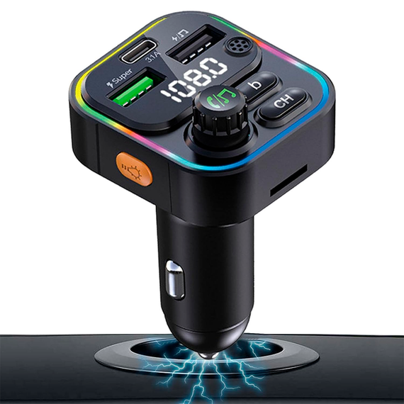 Автомобільний FM ФМ-модулятор Terra С16, Bluetooth 5.0, трансмітер, вольтметр, швидке заряджання | Зображення 6