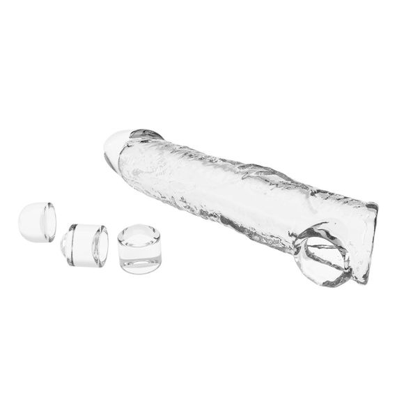 Подовжуюча насадка на член - Pretty Love Extension Penis Sleeve Clear, 26 см Sex Aura | Зображення 4