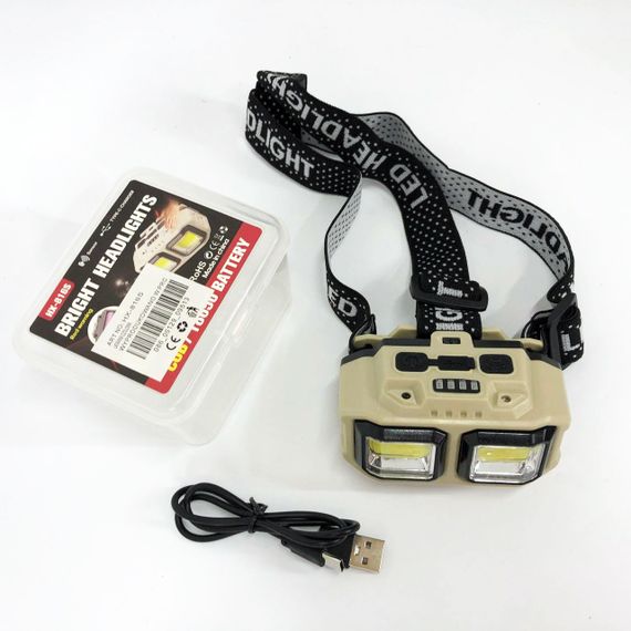 Ліхтар налобний акумуляторний Bailong HX-816S 2COB(white+red) із сенсорним VR-997 датчиком вологозахист | Зображення 3
