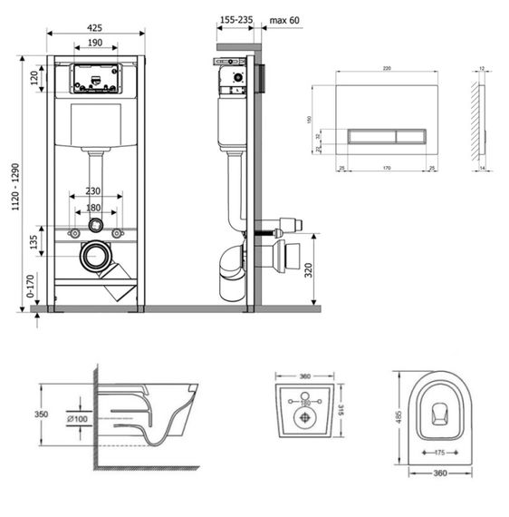 Набір Qtap Nest 4 в 1 підвісний унітаз Jay Ultra Quiet 485x360x320 + комплект інсталяції QT07335177W45139 | Зображення 1