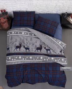 Комплект постельного белья First Choice Flanel 200×220 см Happiness Navy Blue