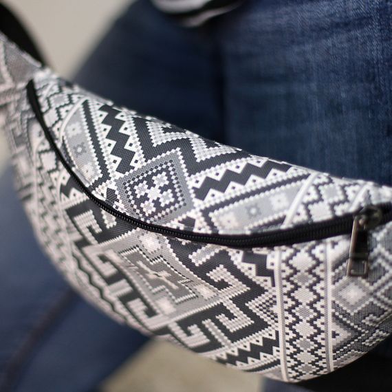 Сумка на пояс бананка Bumbag Орнамент 27x16 см (BB_UKR001_BL)